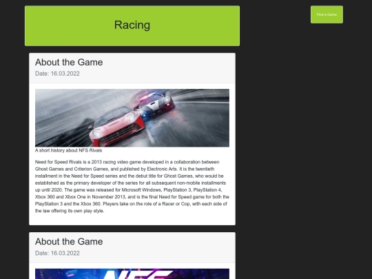 pages/racing screenshot