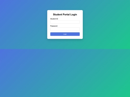 Student login page screenshot