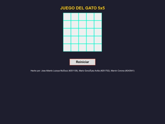 Juego del gato 5x5 screenshot