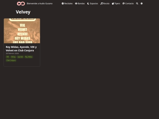 bandas/velvey/page/1 screenshot