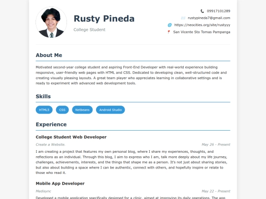 rusty/resume screenshot