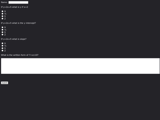 Math-test screenshot