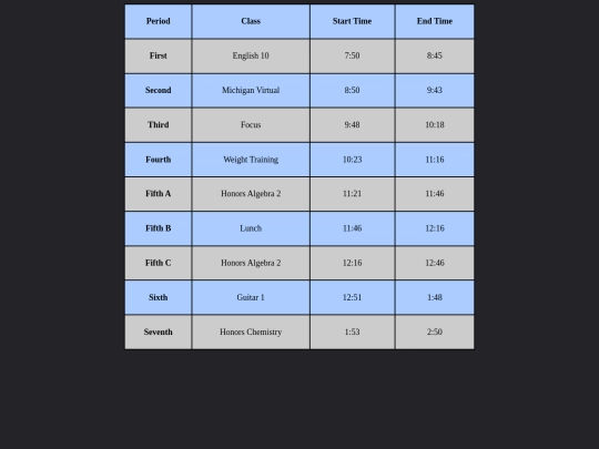 Schedule screenshot