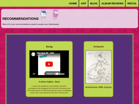 RECOMMENDATIONS screenshot