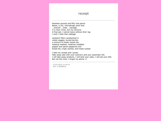 poetry/receipt screenshot