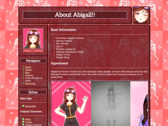 about me/Abigail screenshot