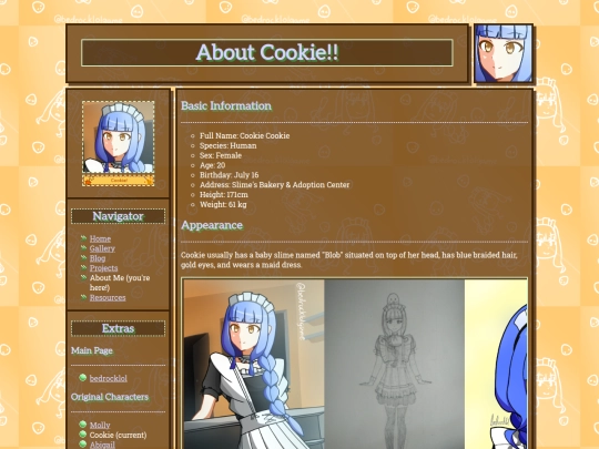 about me/Cookie screenshot