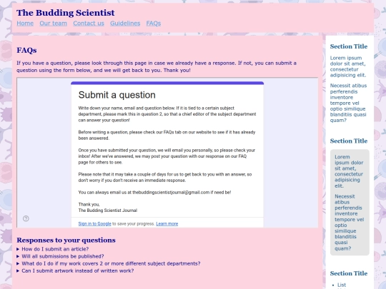 FAQs screenshot