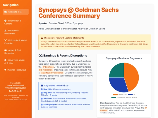 Synopsys @ Goldman Sachs Conference screenshot