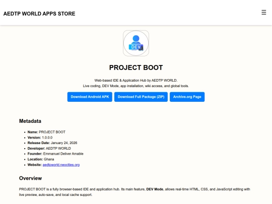 apps/projectboot screenshot