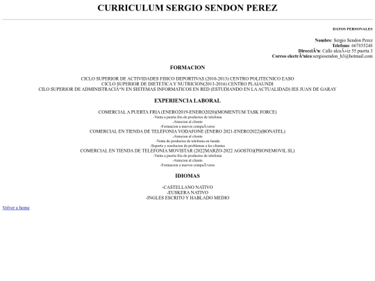 curiculum vitae screenshot