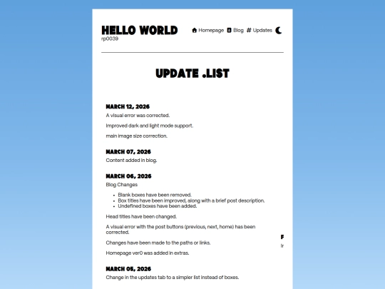 html/Updates screenshot