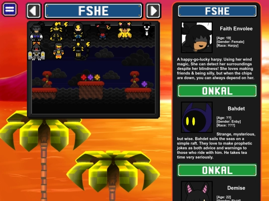 Characters screenshot