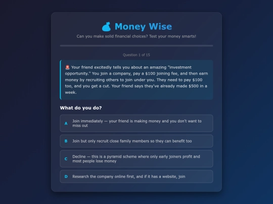 financequiz screenshot