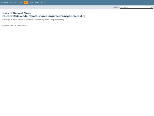 robot-world/apidocs/za/co/wethinkcode/robots/shared/arguments/class-use/Args.shieldsArg screenshot