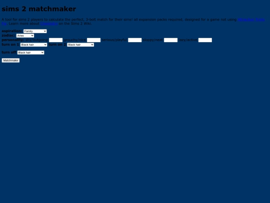 sims2matchmaker screenshot