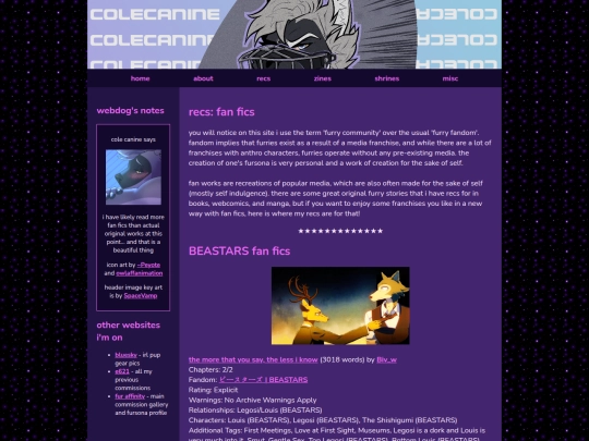subpages/recs-fanfics screenshot