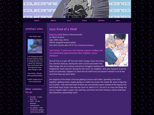 subpages/recs-kindofawolf screenshot