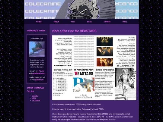 subpages/zine-afanzineforbeastars screenshot