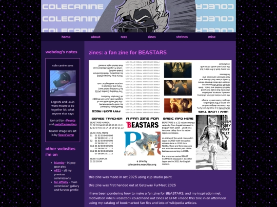 subpages/zines-afanzineforbeastars screenshot