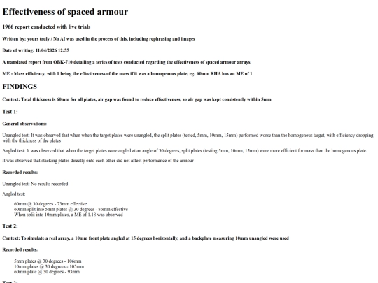 spacedarmourreport screenshot