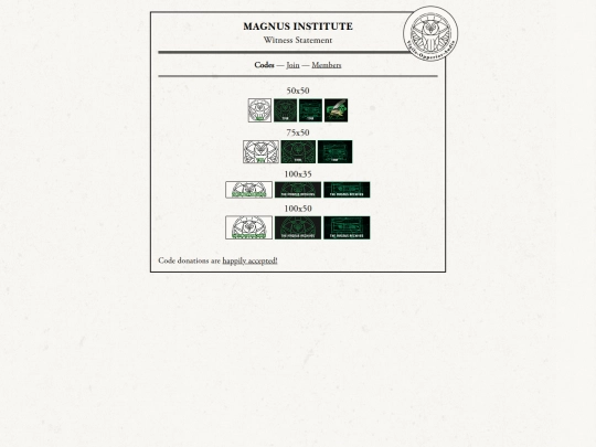 fanlistings/themagnusarchives/codes screenshot