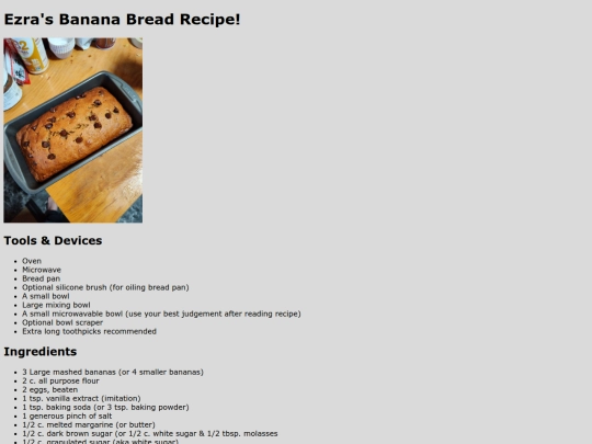 recipes/bananaBread screenshot
