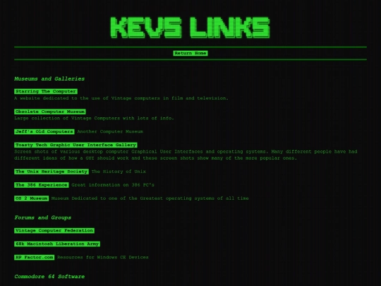 Links screenshot