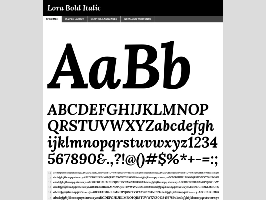 font/lora/lora-bolditalic-demo screenshot