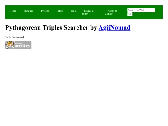 tools/pythagorean-triples-searcher screenshot