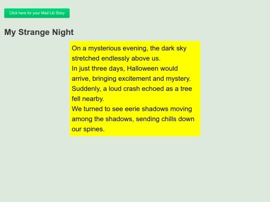 JavaScript Mad Libs Story   screenshot