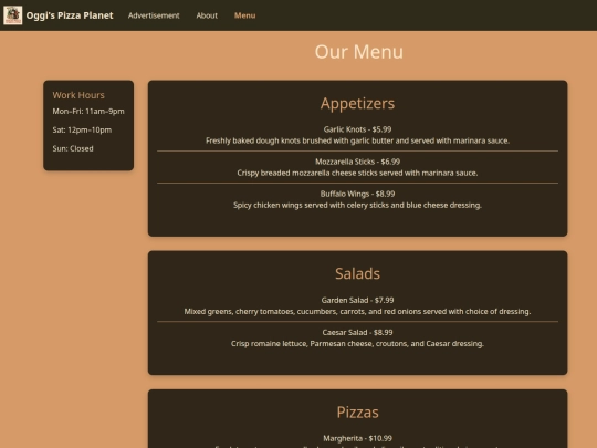 Oggis/menu screenshot
