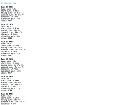 activity log screenshot