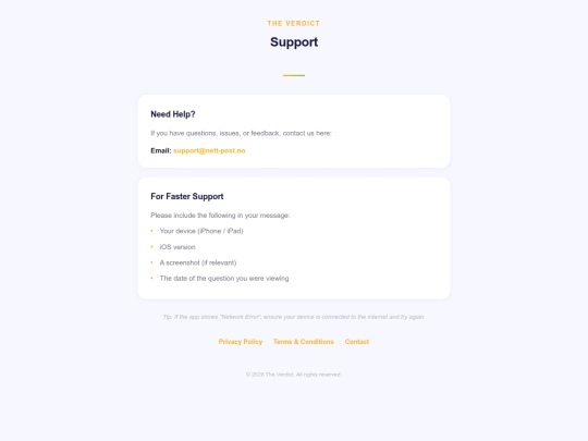 support screenshot