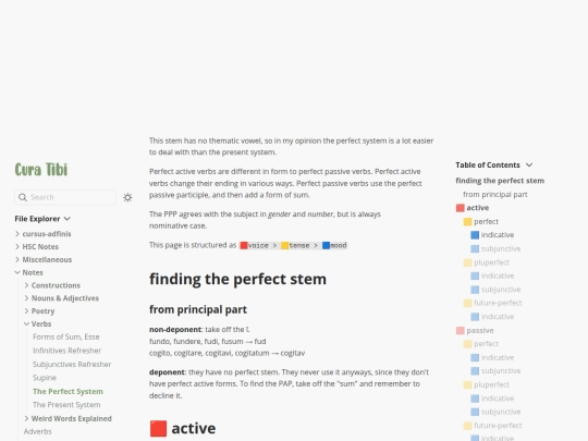 latin-notes/notes/verb-inflection/perfect-system screenshot