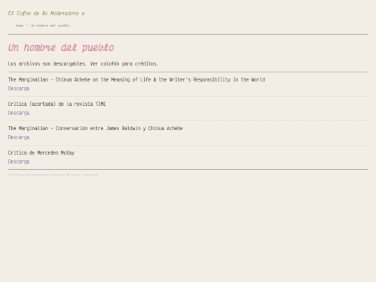 el cofre de la moderadora/chinuaachebe screenshot