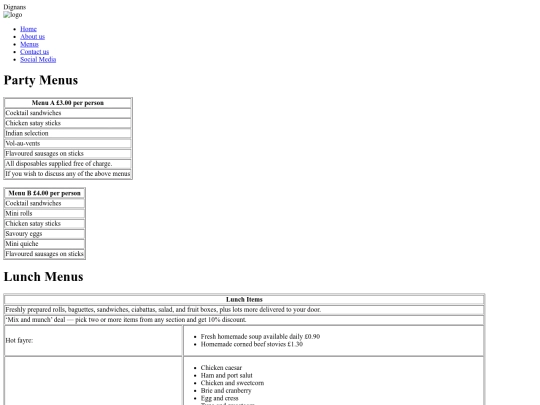menus screenshot