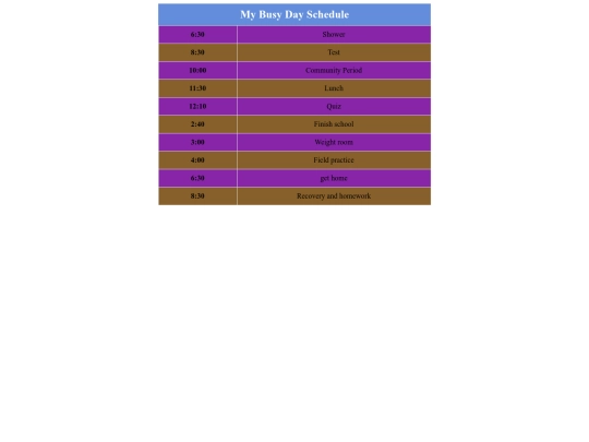 schedule screenshot