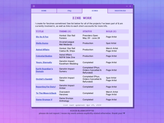 zines screenshot