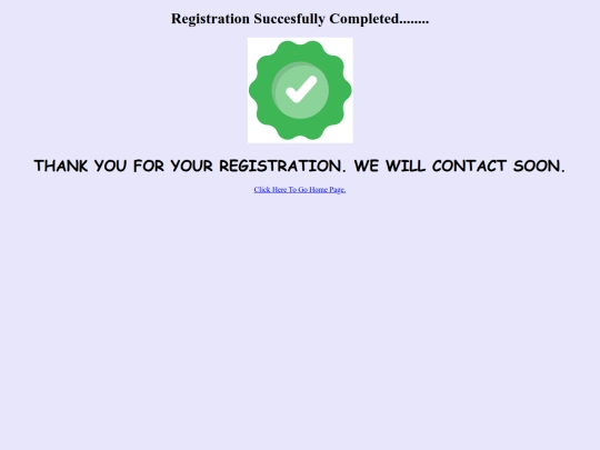 website/Thank You screenshot