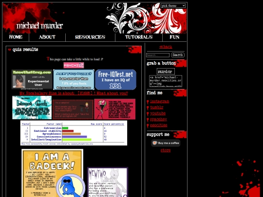home/about/quiz_results screenshot