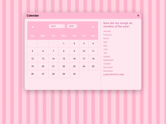 music/mains/calendar screenshot