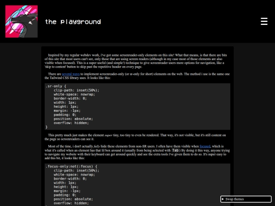 creations/programming/playground/sr_only screenshot