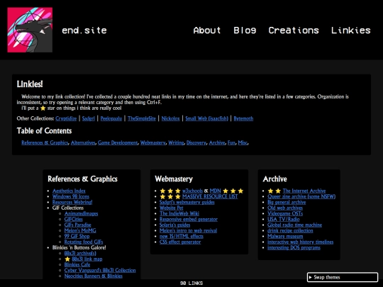 links screenshot