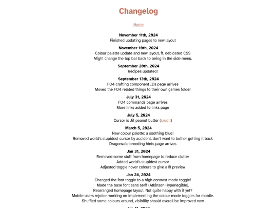 changelog screenshot