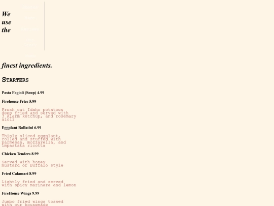 menus screenshot