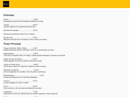 Menu screenshot