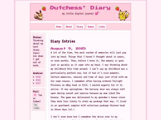 Diary screenshot