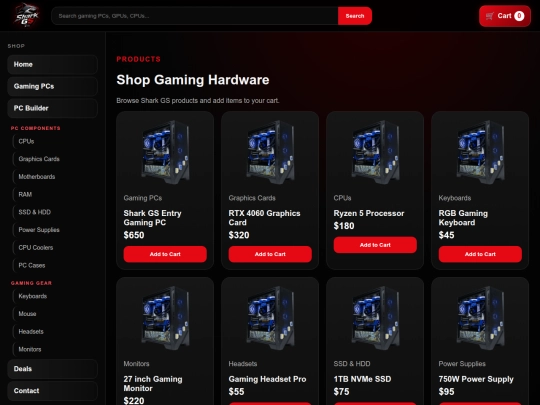 products screenshot