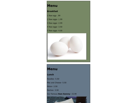 menu screenshot